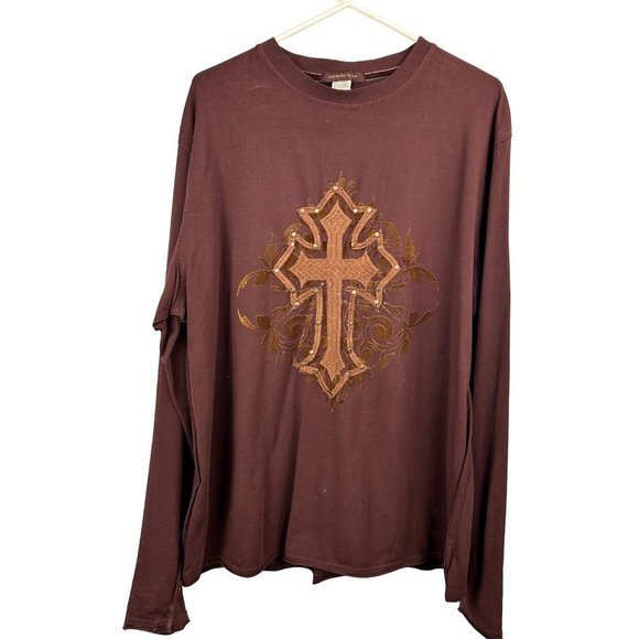 Johnny Max Mens Shirt Size Large Long Sleeve Christian Cross Faith Embroidered - Picture 12 of 12